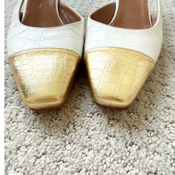 Paris Texas Reptile print slingbacks in white and gold 37.5/7.5 - Picture 3 of 11